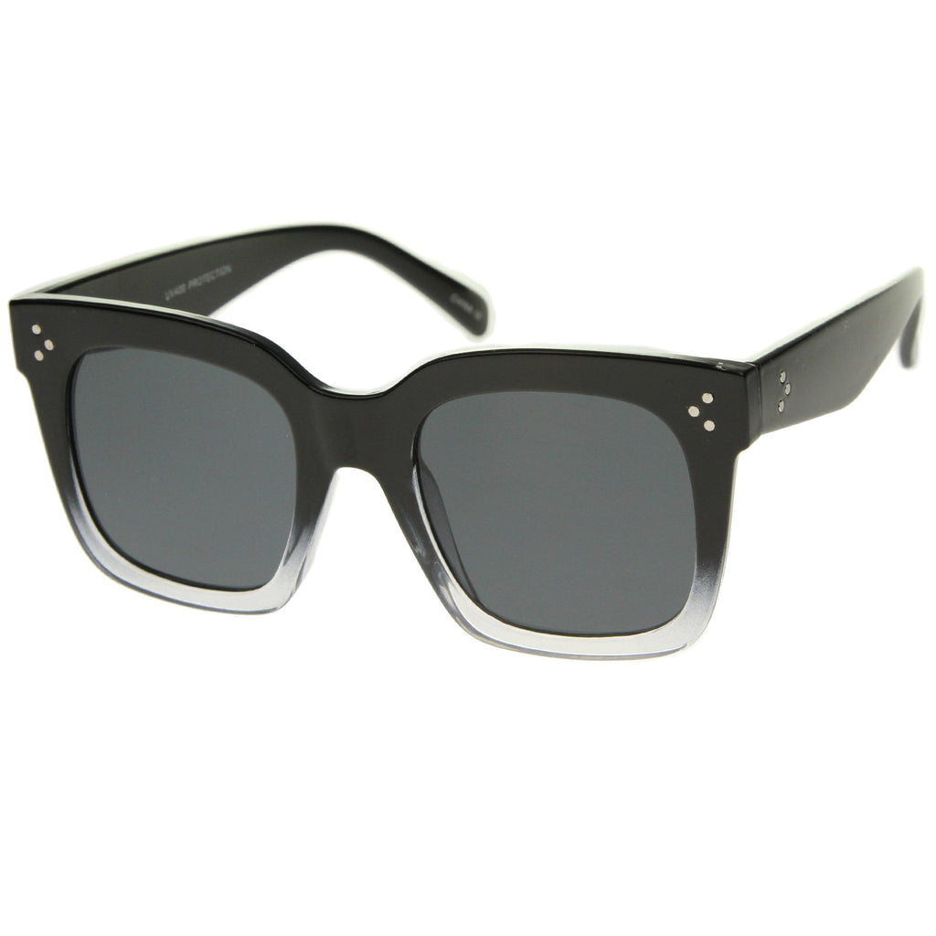 Bold Oversize Flat Mirror Lens Square Frame Horn Rimmed Sunglasses 50mm - A100