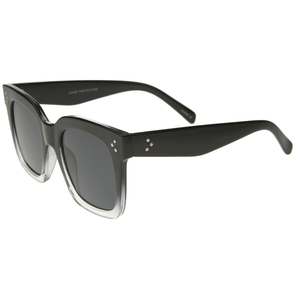 Bold Oversize Flat Mirror Lens Square Frame Horn Rimmed Sunglasses 50mm - A100