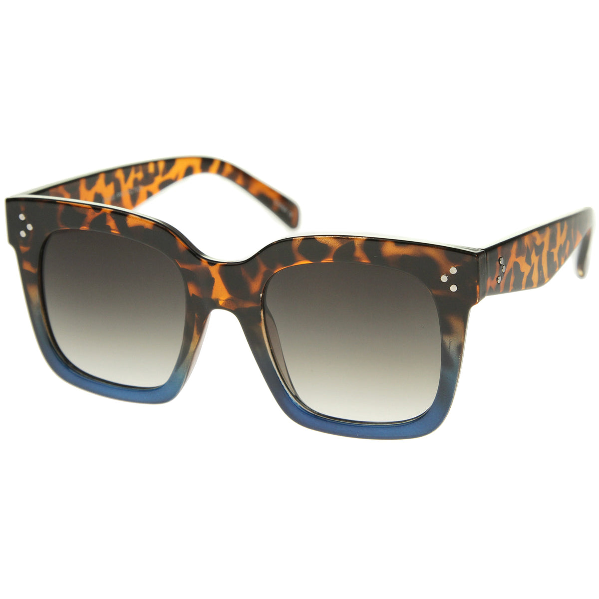 Bold Oversize Flat Mirror Lens Square Frame Horn Rimmed Sunglasses 50mm - A100