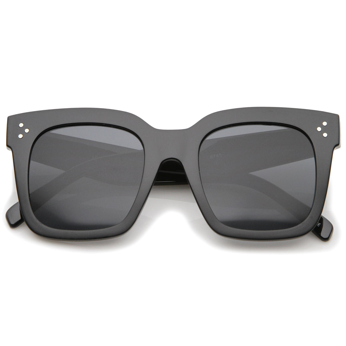Bold Oversize Flat Mirror Lens Square Frame Horn Rimmed Sunglasses 50mm - A100