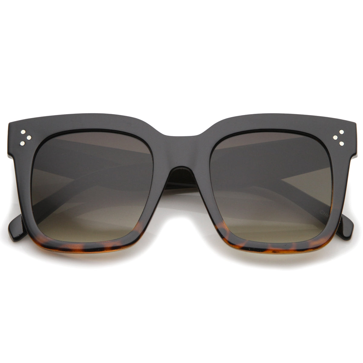 Bold Oversize Flat Mirror Lens Square Frame Horn Rimmed Sunglasses 50mm - A100