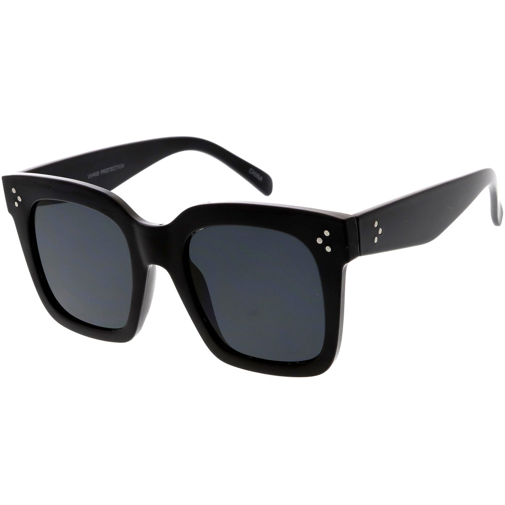 Bold Oversize Flat Mirror Lens Square Frame Horn Rimmed Sunglasses 50mm - A100