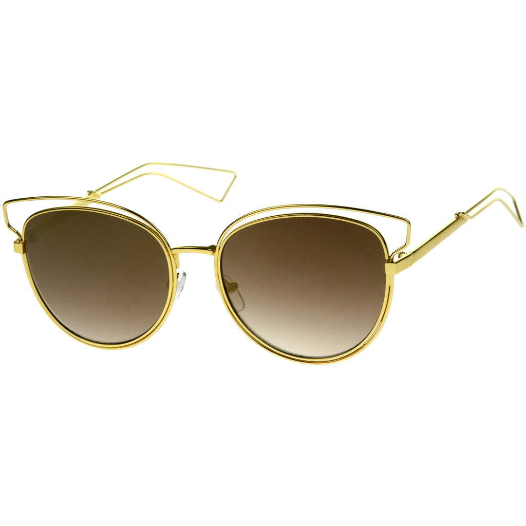 Women's Metal Laser Cut Mirrored Flat Lens Sunglasses A319