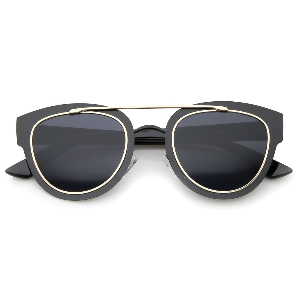 Modern Laser Cut Metal Crossbar Sunglasses A347
