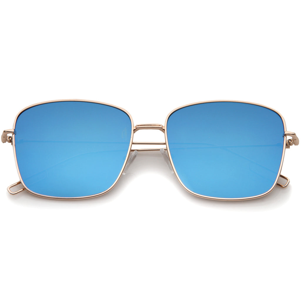Modern Wire Metal Flat Lens Square Aviator Sunglasses A390