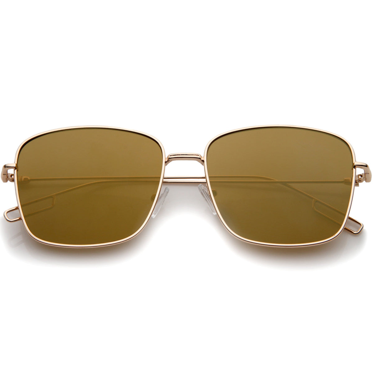 Modern Wire Metal Flat Lens Square Aviator Sunglasses A390