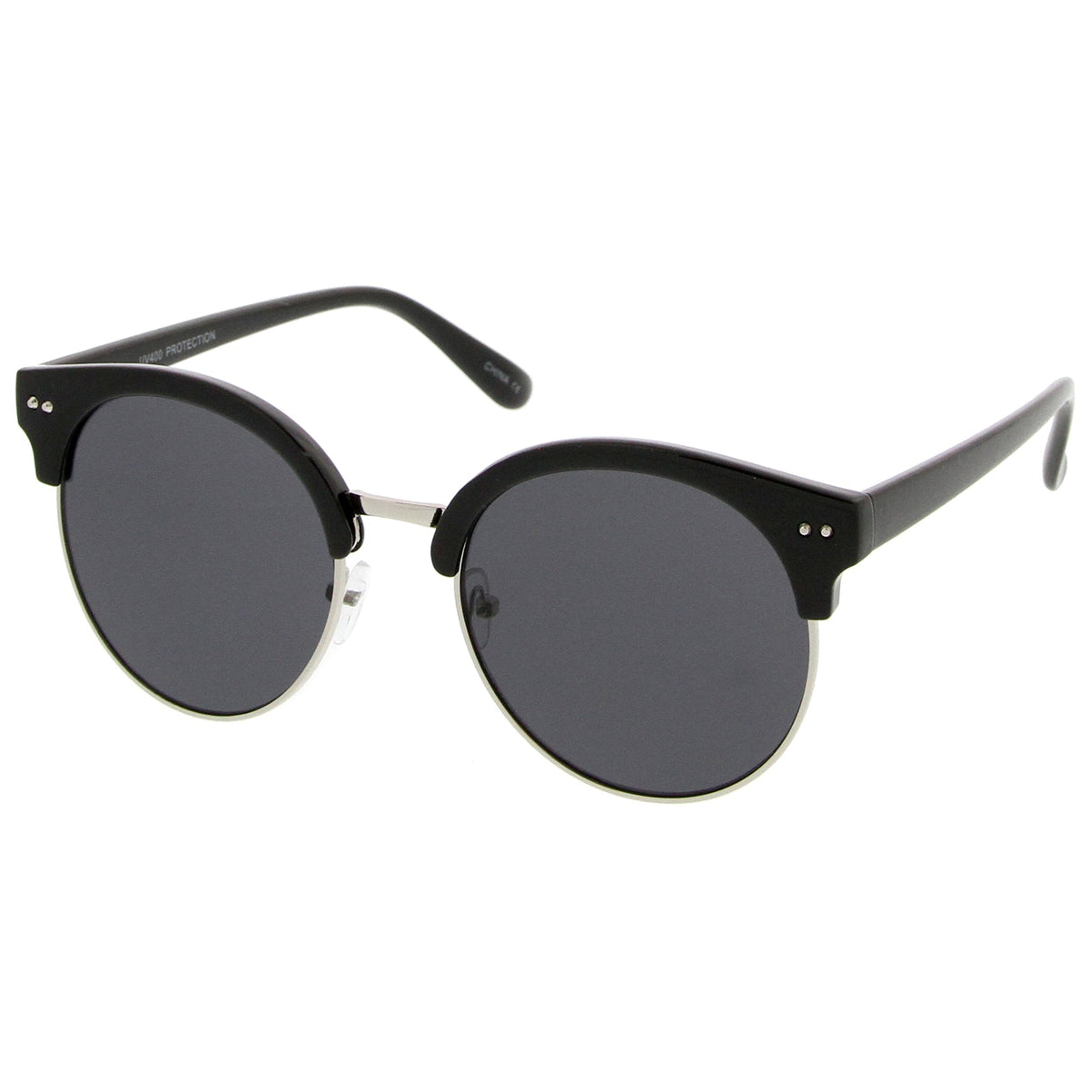 Women's Indie Cat Eye Half Frame Round Sunglasses A407