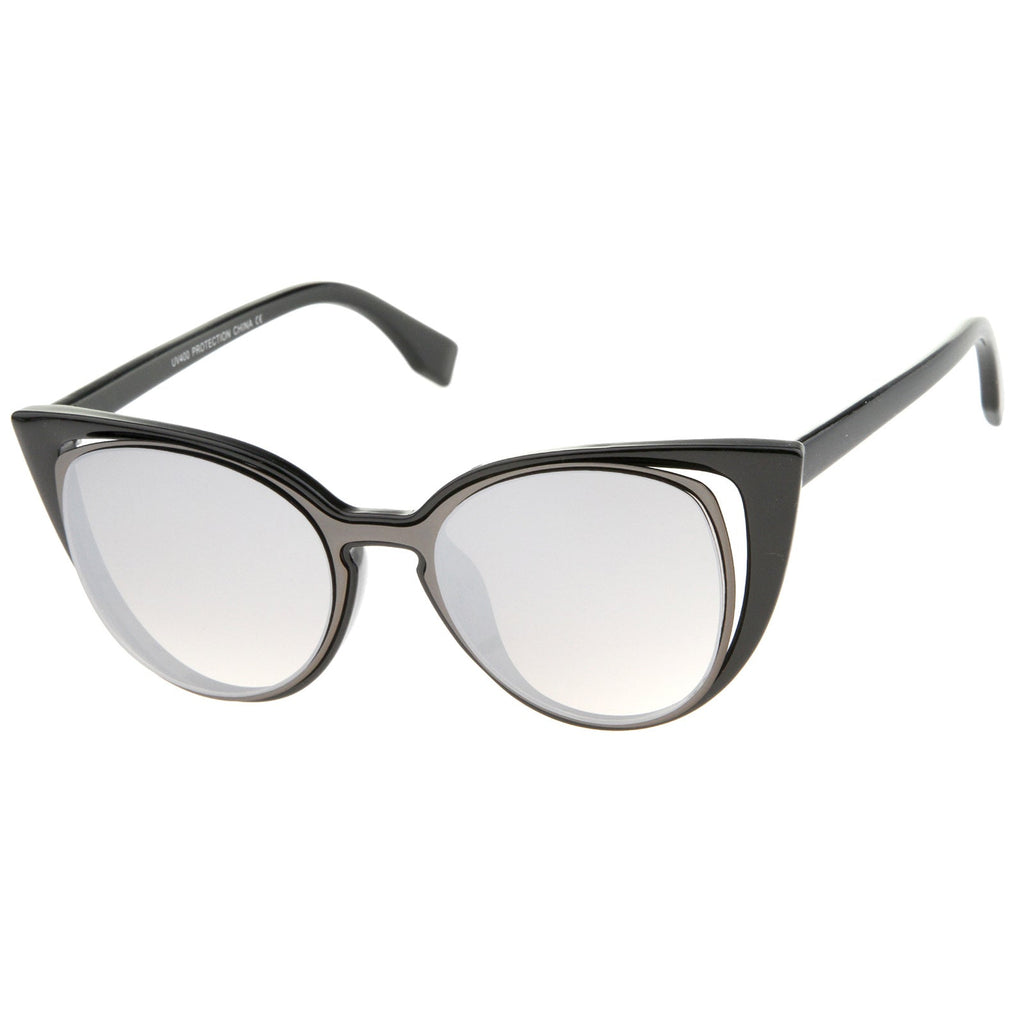 Unique Women's Laser Cut Insert Cay Eye Sunglasses A488