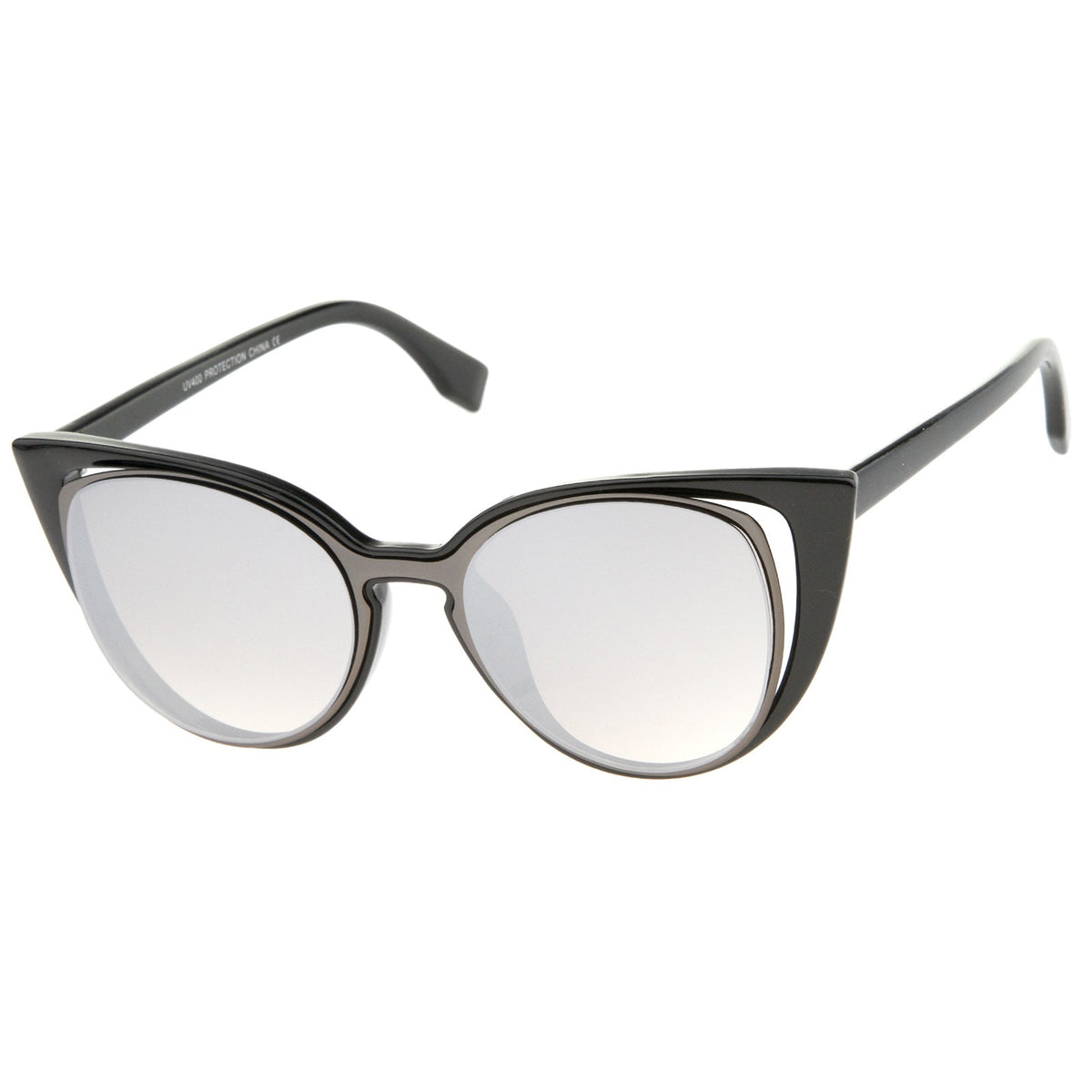 Unique Women's Laser Cut Insert Cay Eye Sunglasses A488