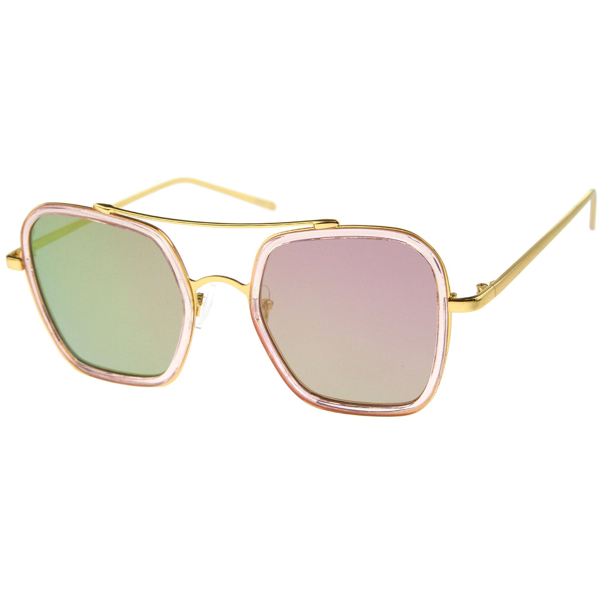 Modern Square Mirrored Flat Lens Sunglasses A500