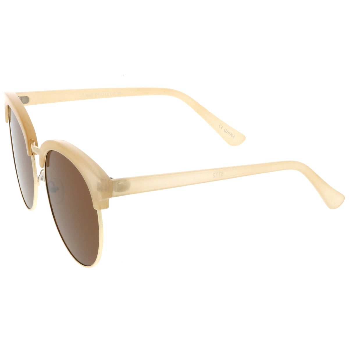 Chic Oversize Flat Lens Browline Half Frame Sunglasses A531