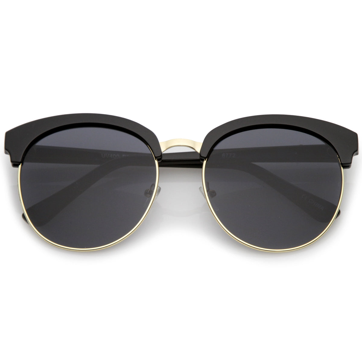 Chic Oversize Flat Lens Browline Half Frame Sunglasses A531