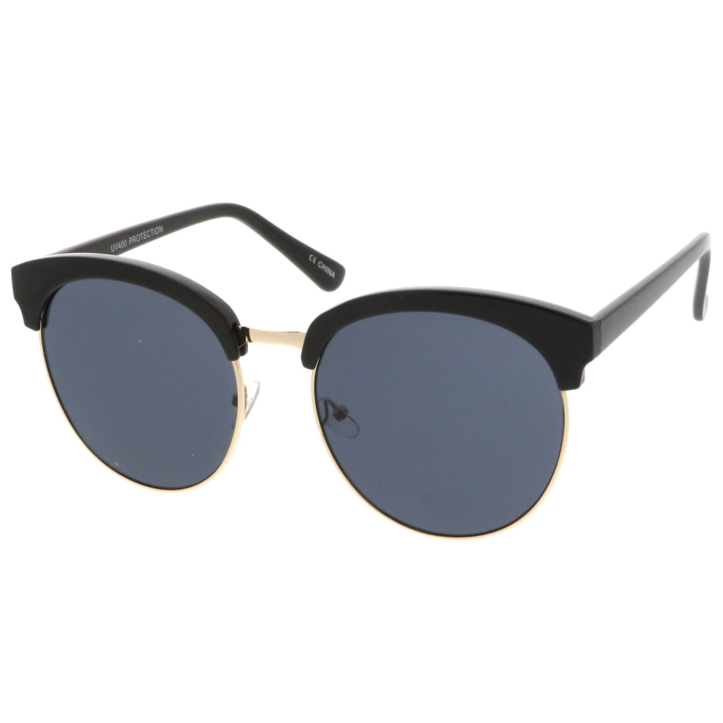 Chic Oversize Flat Lens Browline Half Frame Sunglasses A531