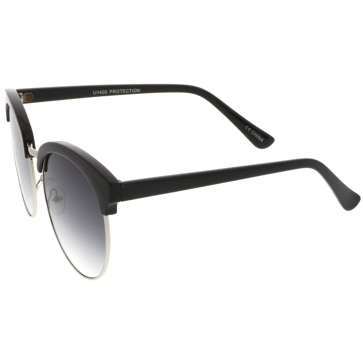 Chic Oversize Flat Lens Browline Half Frame Sunglasses A531