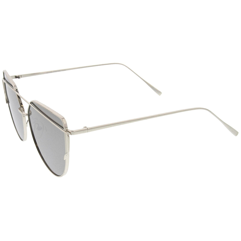 Oversize Thin Cross Brow Mirrored Flat Lens Sunglasses A545
