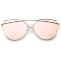 Oversize Thin Cross Brow Mirrored Flat Lens Sunglasses A545