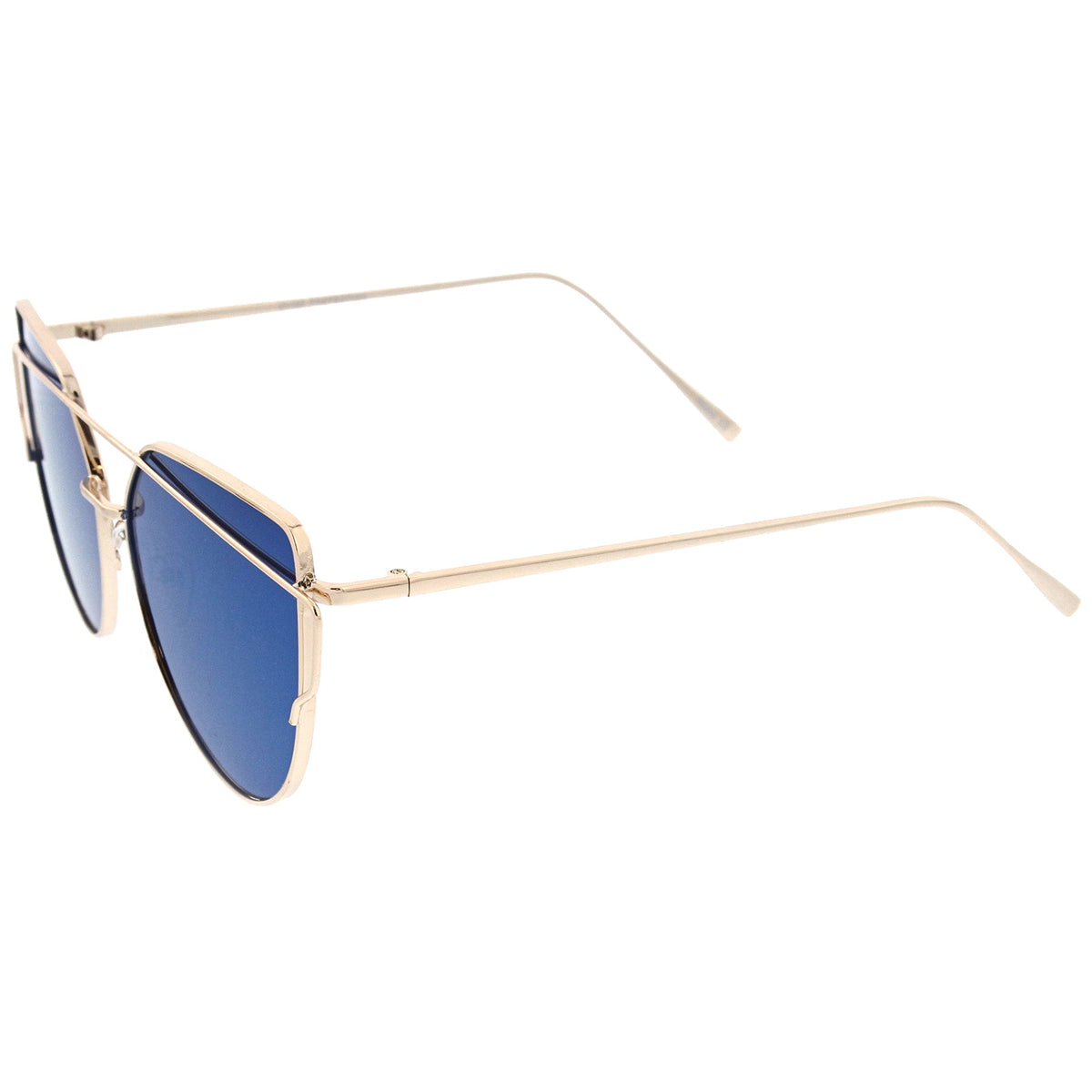 Oversize Thin Cross Brow Mirrored Flat Lens Sunglasses A545