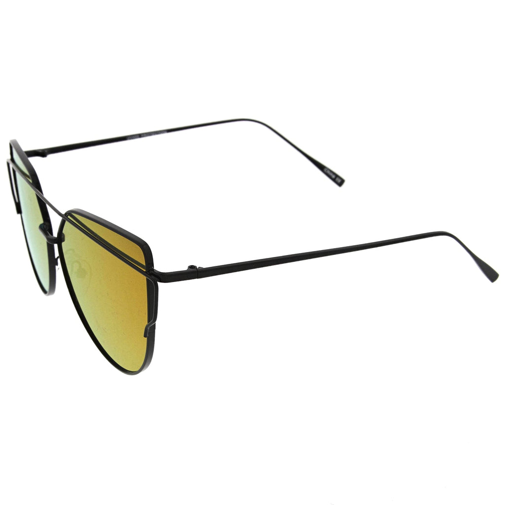 Oversize Thin Cross Brow Mirrored Flat Lens Sunglasses A545