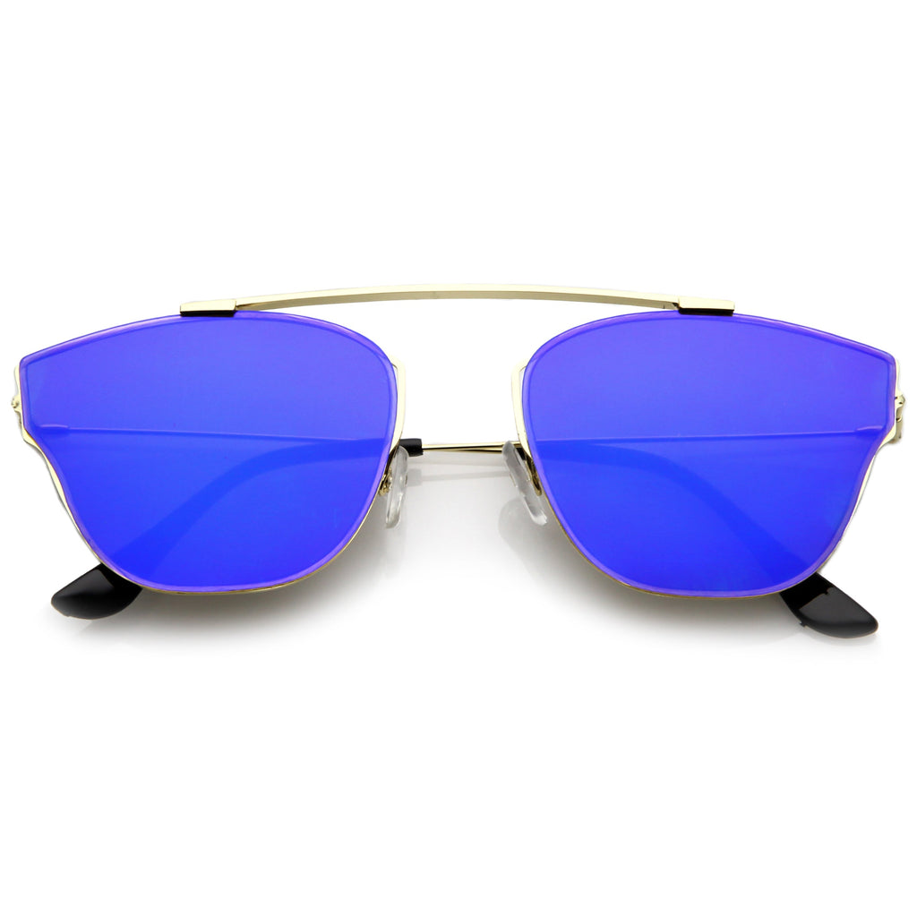 Ulture Slim Modern metal Crossbar Mirror Flat Lens Sunglasses A652