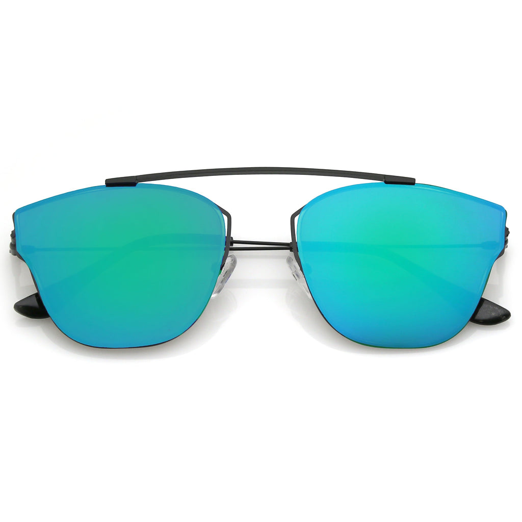 Ulture Slim Modern metal Crossbar Mirror Flat Lens Sunglasses A652