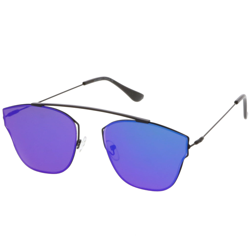 Ulture Slim Modern metal Crossbar Mirror Flat Lens Sunglasses A652