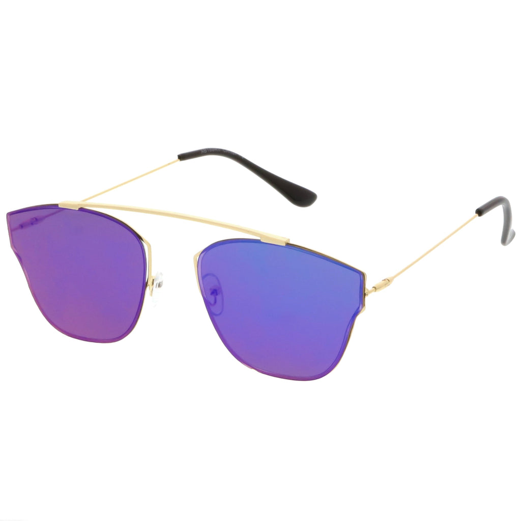 Ulture Slim Modern metal Crossbar Mirror Flat Lens Sunglasses A652