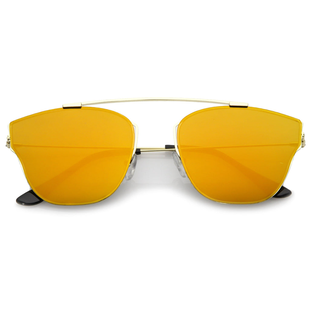 Ulture Slim Modern metal Crossbar Mirror Flat Lens Sunglasses A652