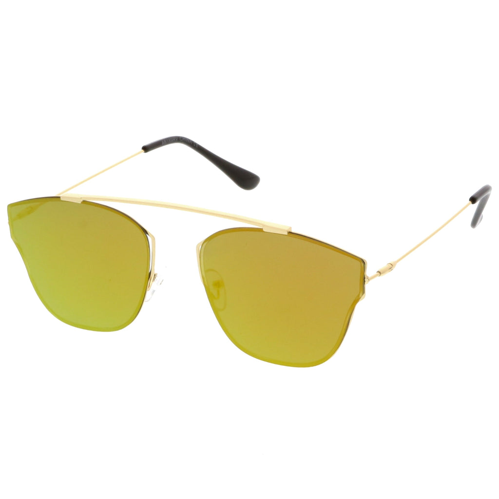 Ulture Slim Modern metal Crossbar Mirror Flat Lens Sunglasses A652
