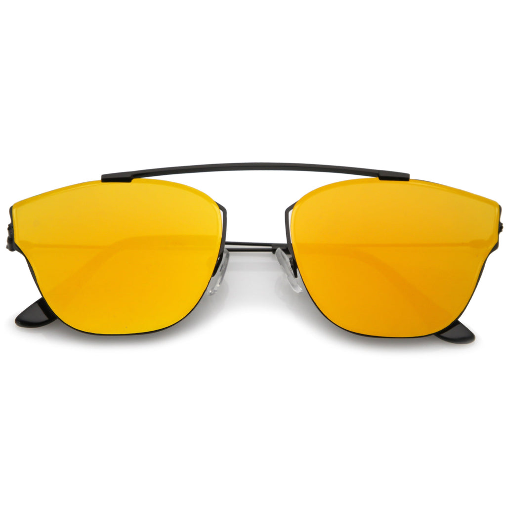 Ulture Slim Modern metal Crossbar Mirror Flat Lens Sunglasses A652