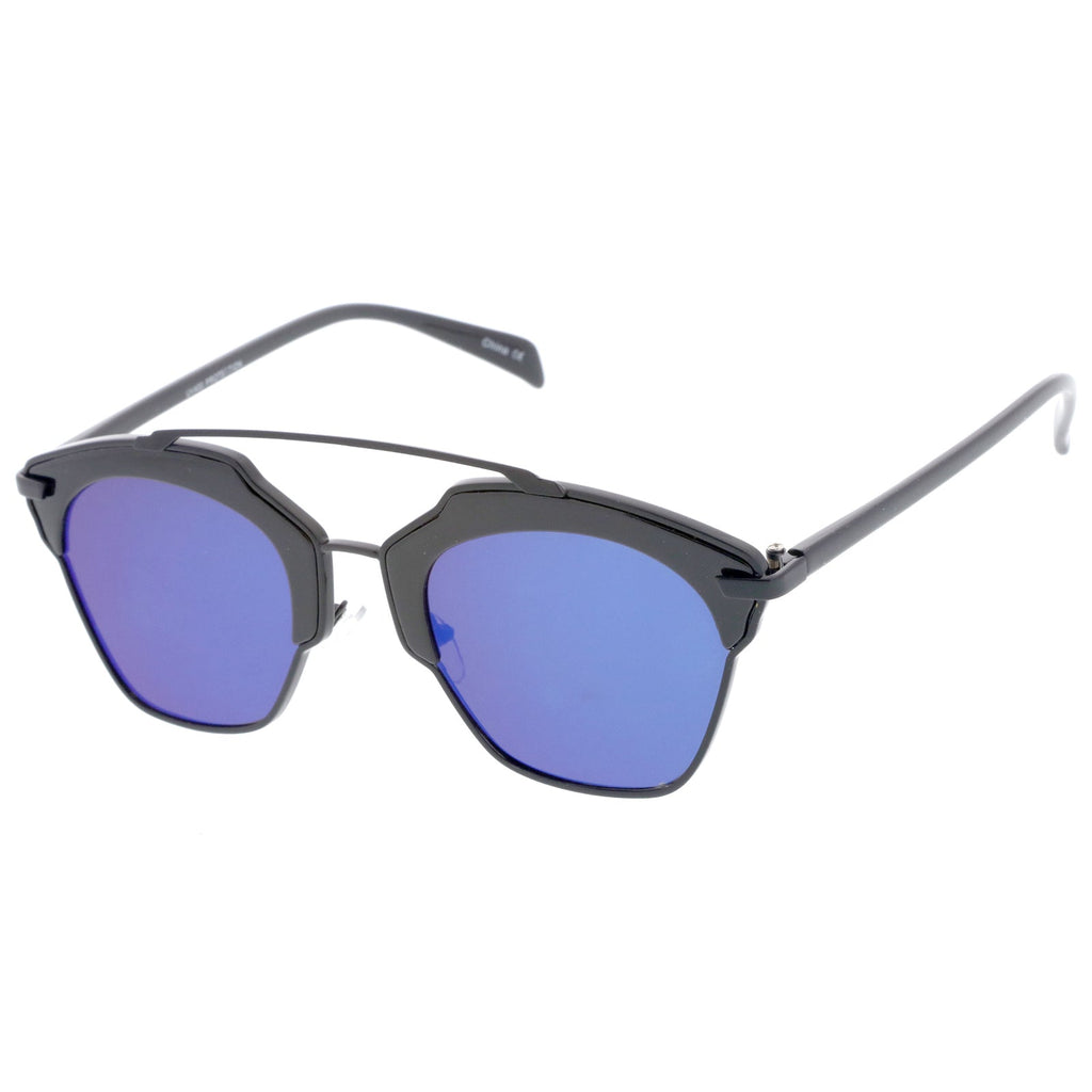Oversize Euro Half Frame Mirrored Lens Sunglasses A733