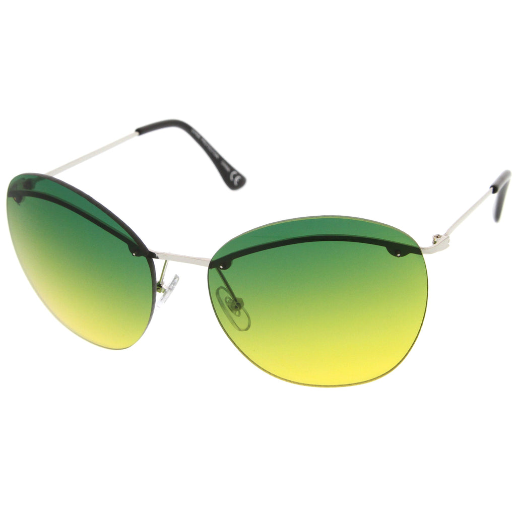 Women's Retro Round Inner Brow Gradient Lens Sunglasses A763