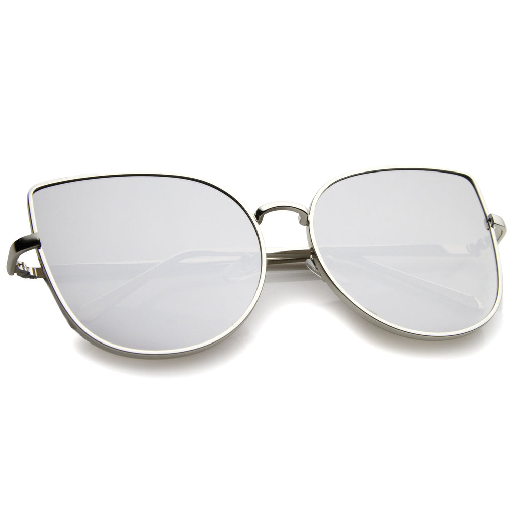 Oversize Modern Flat Mirror Lens Fat Eye Sunglasses A852