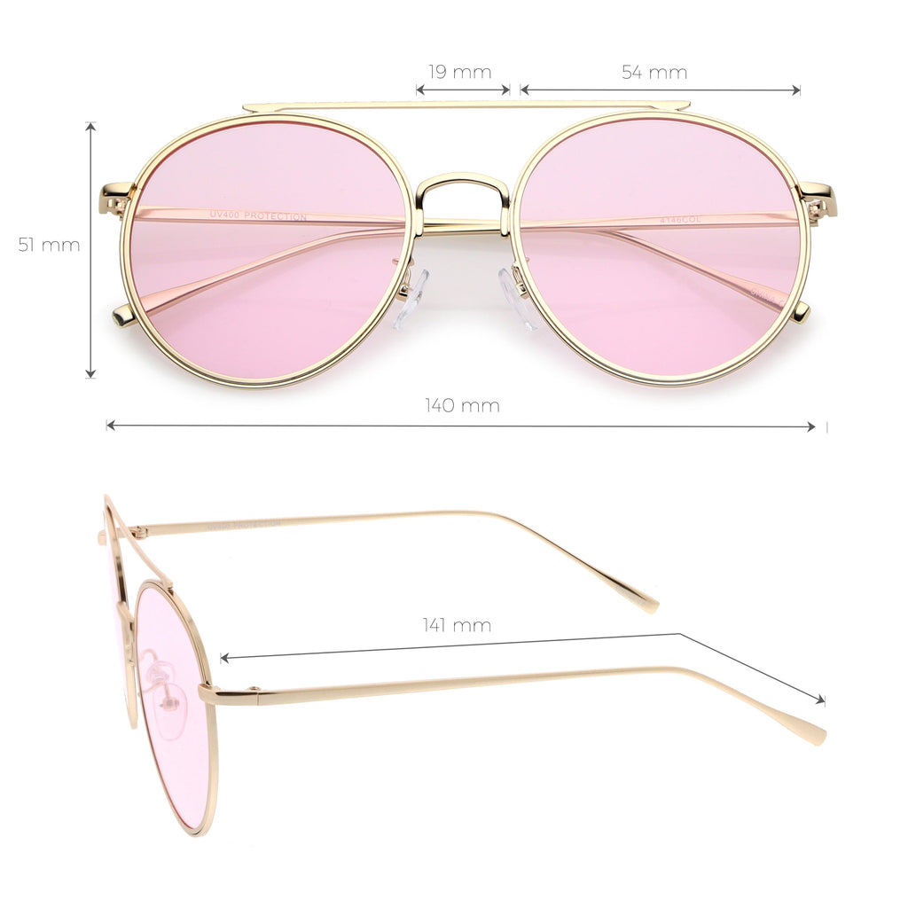 Modern Slim Round Color Tone Aviator Sunglasses A871