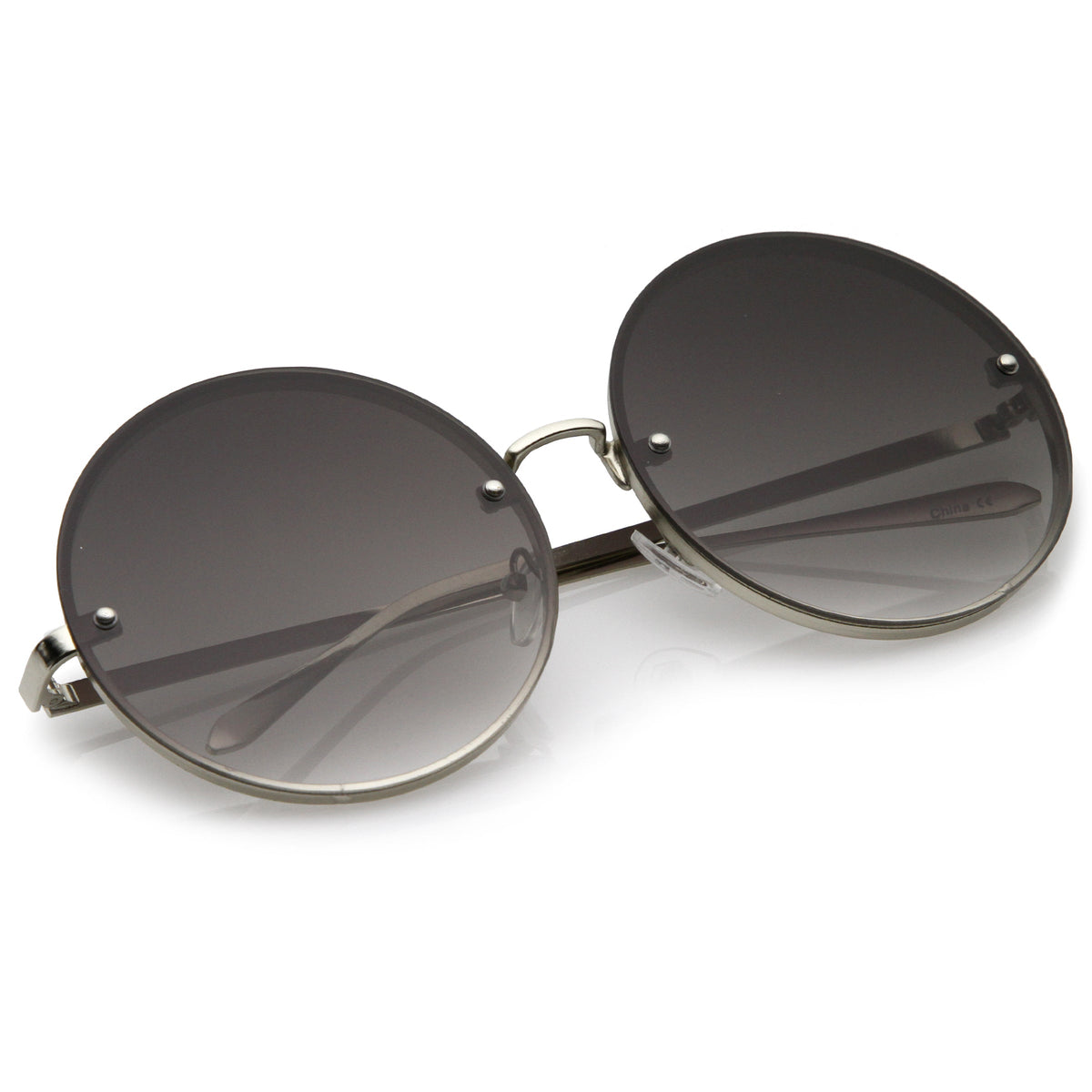 Women's Retro Oversize Round Flat Lens Sunglasses A893