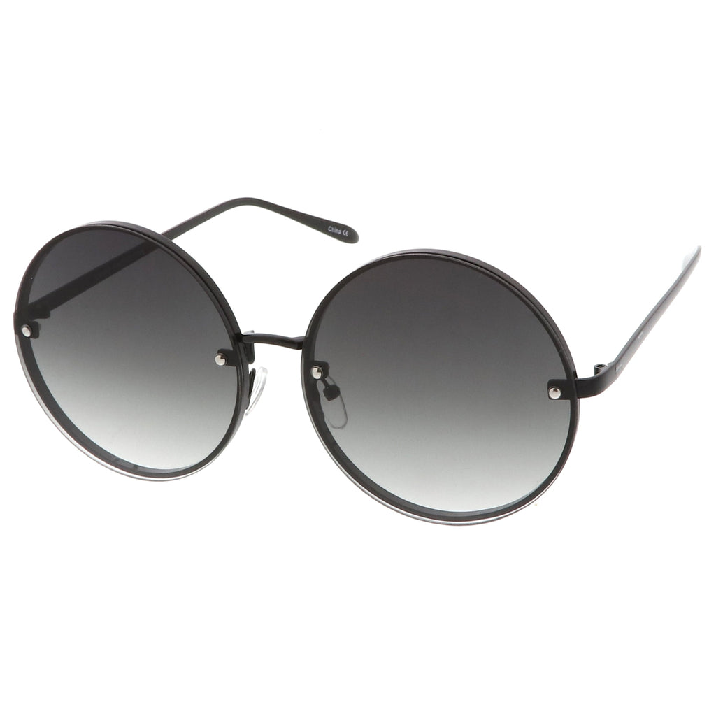 Women's Retro Oversize Round Flat Lens Sunglasses A893