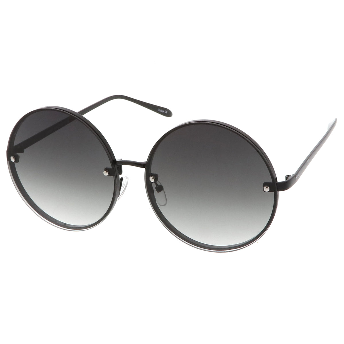 Women's Retro Oversize Round Flat Lens Sunglasses A893