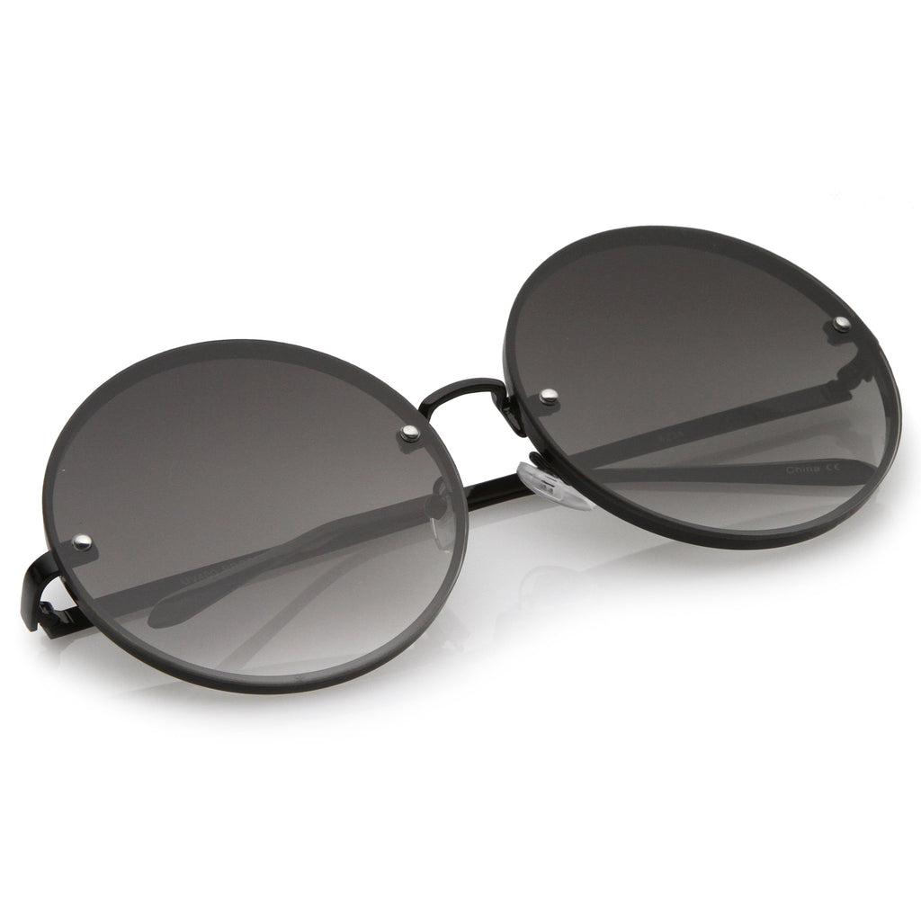Women's Retro Oversize Round Flat Lens Sunglasses A893