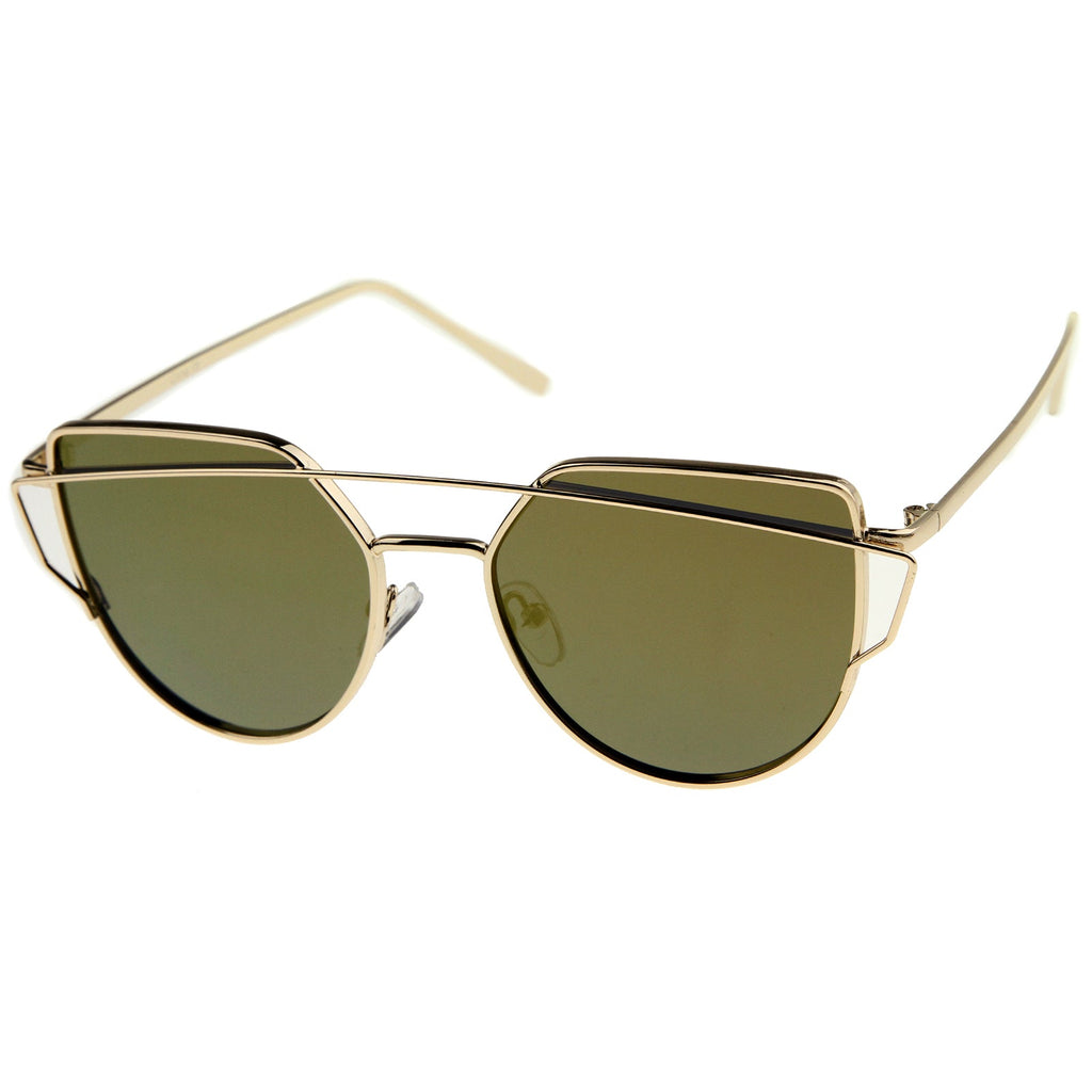 Women's Retro Modern Flat Mirror Lens Sunglasses A898