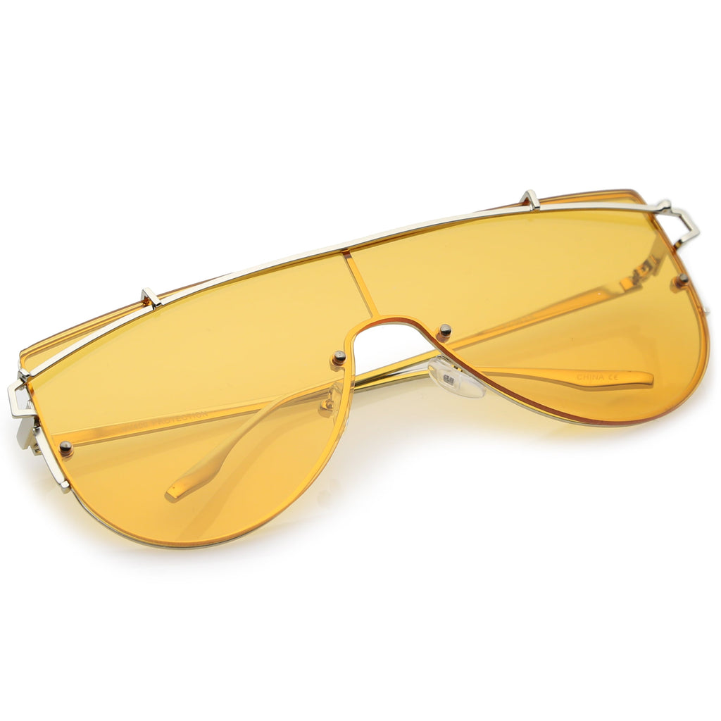 Retro Modern Flat Top Shield Sunglasses A908