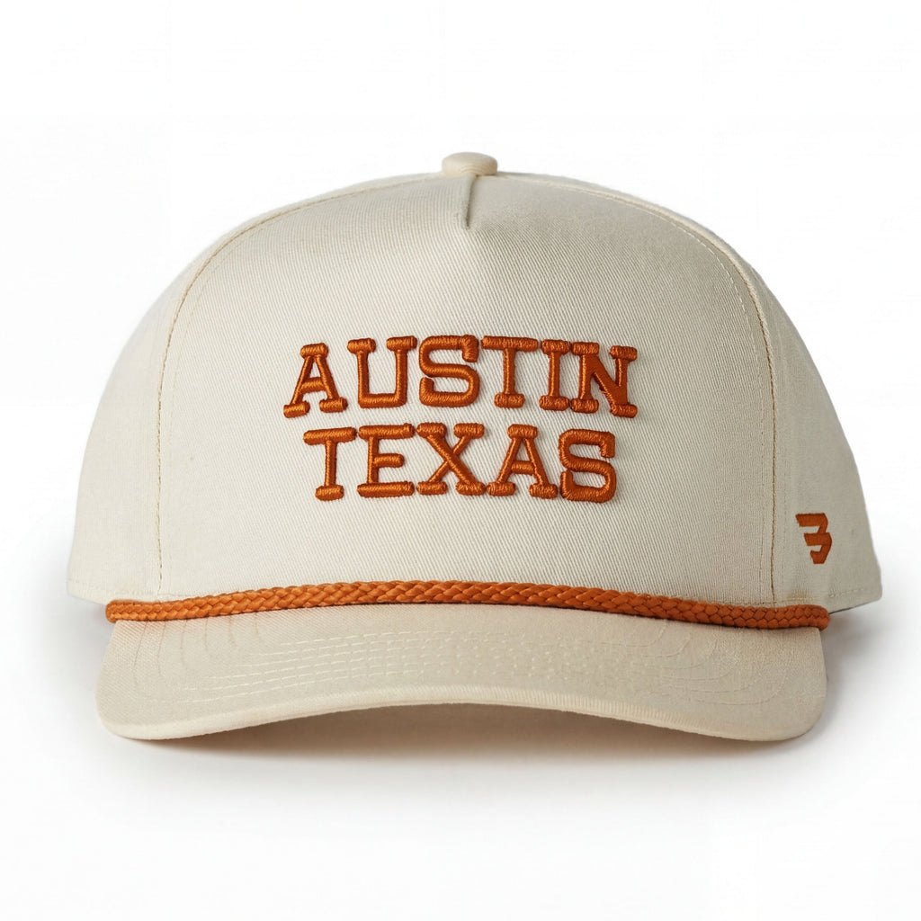 Cap - Austin Texas - Cream & Orange