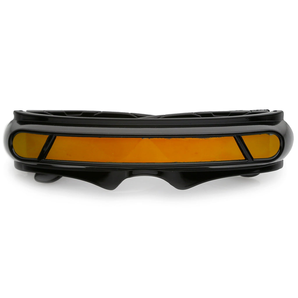 Futuristic Mono Cyclops Mirrored Lens Wrap Shield Sunglasses C024