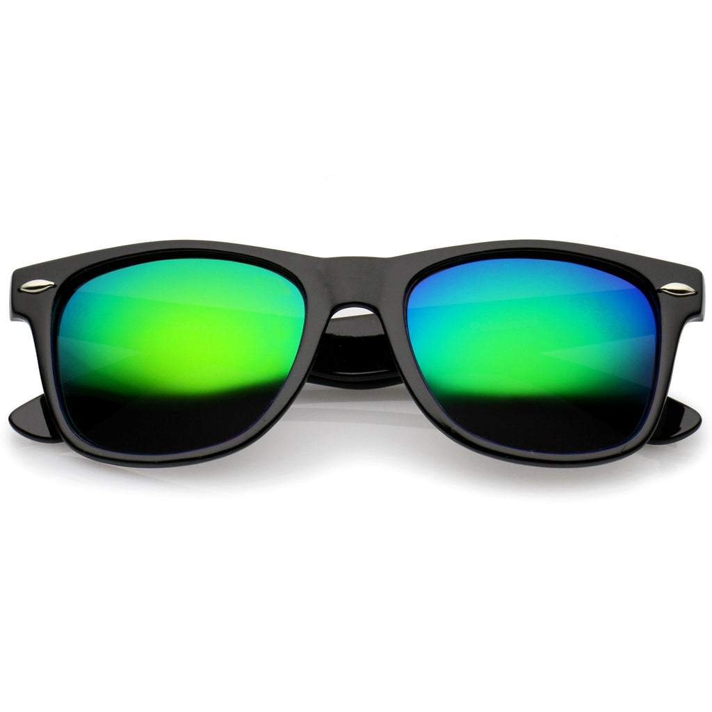 Retro Lifestyle Polarized Mirrored Lens Square Horn Rimmed Sunglasses C101