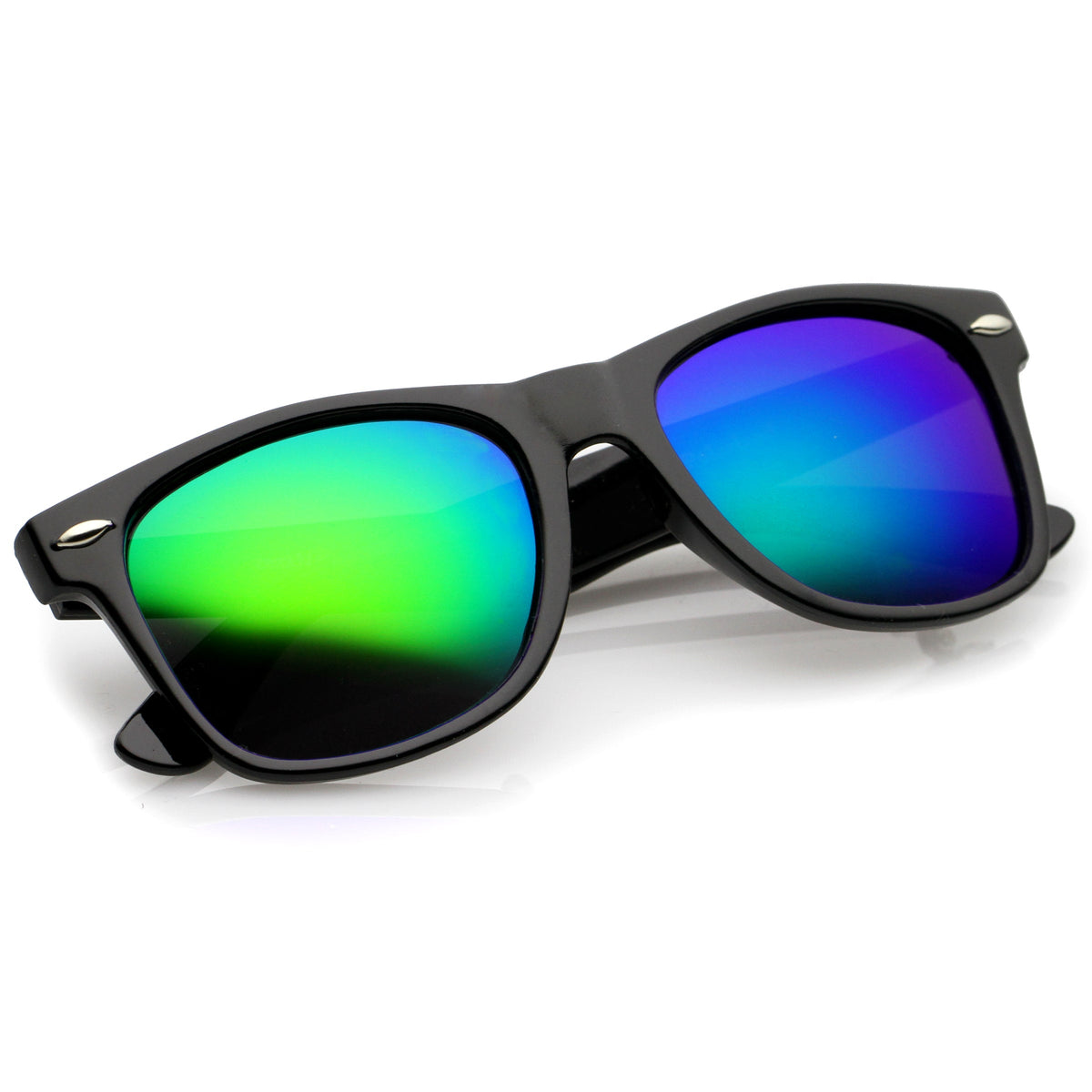 Retro Lifestyle Polarized Mirrored Lens Square Horn Rimmed Sunglasses C101