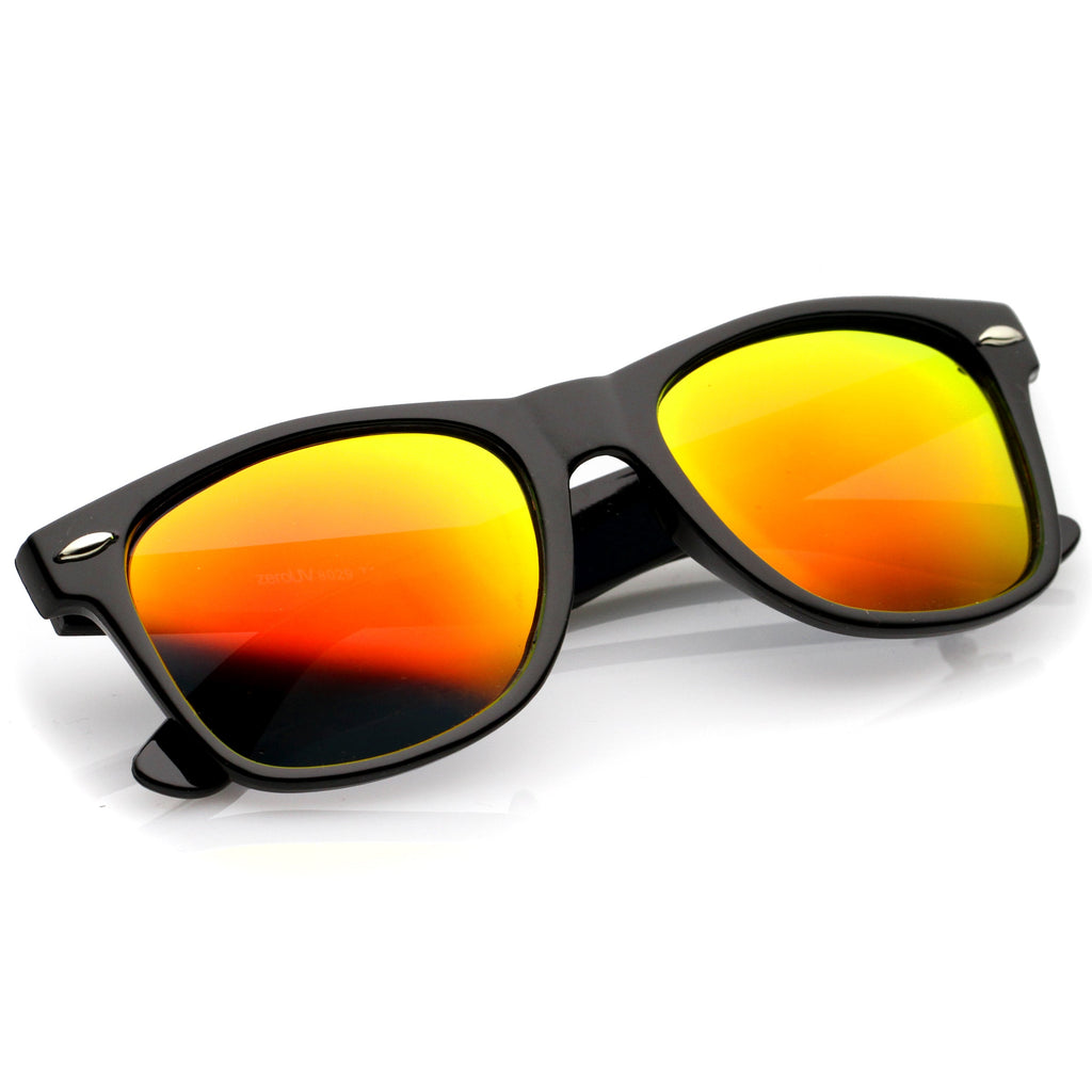 Retro Lifestyle Polarized Mirrored Lens Square Horn Rimmed Sunglasses C101