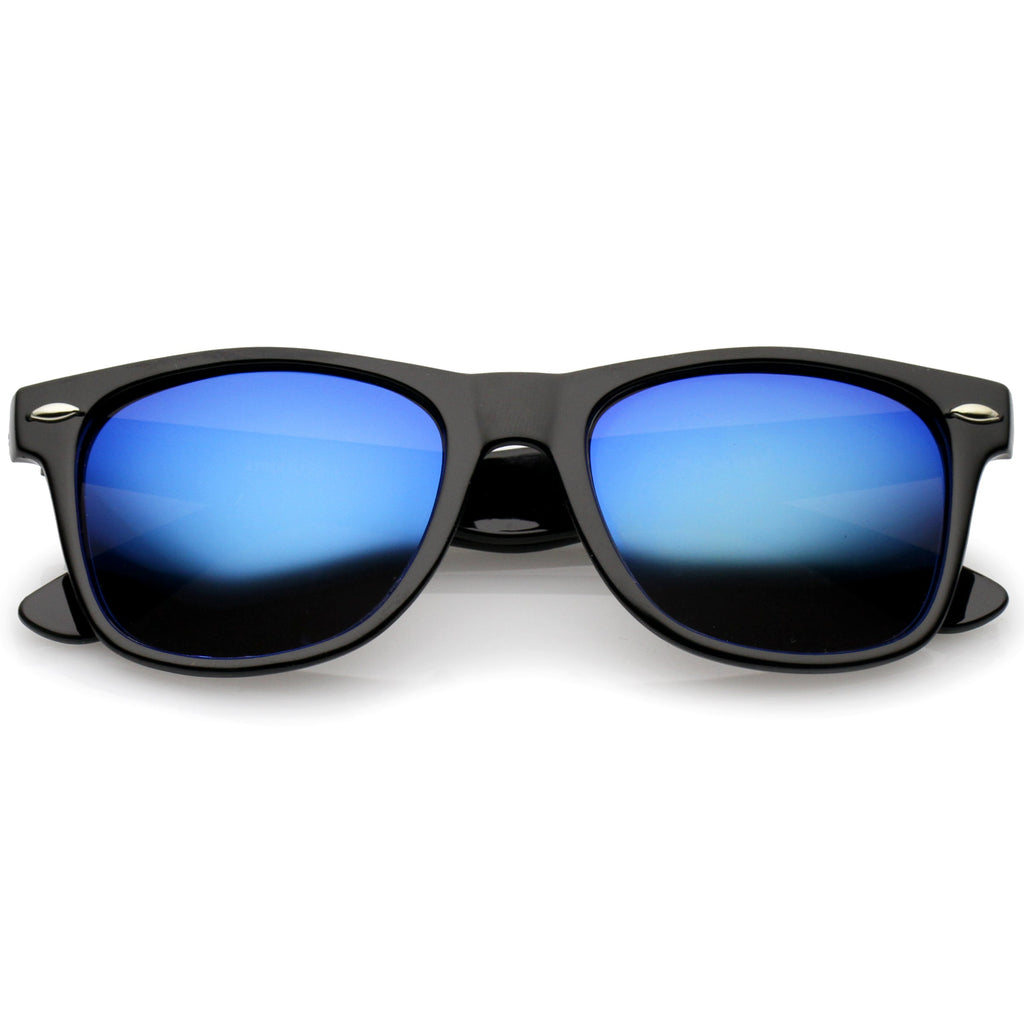 Retro Lifestyle Polarized Mirrored Lens Square Horn Rimmed Sunglasses C101