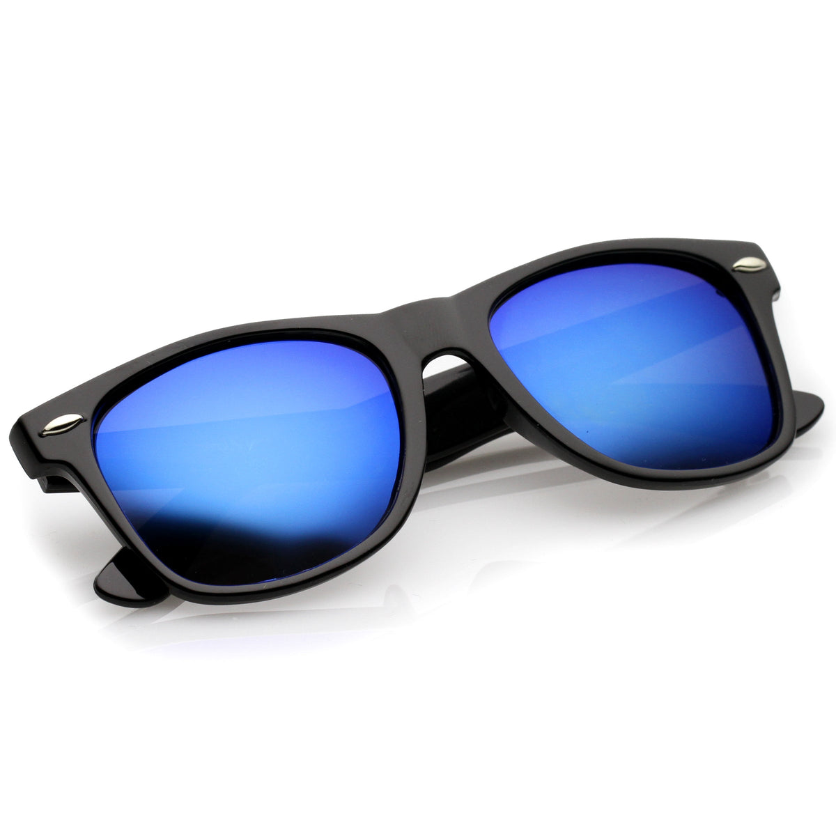 Retro Lifestyle Polarized Mirrored Lens Square Horn Rimmed Sunglasses C101