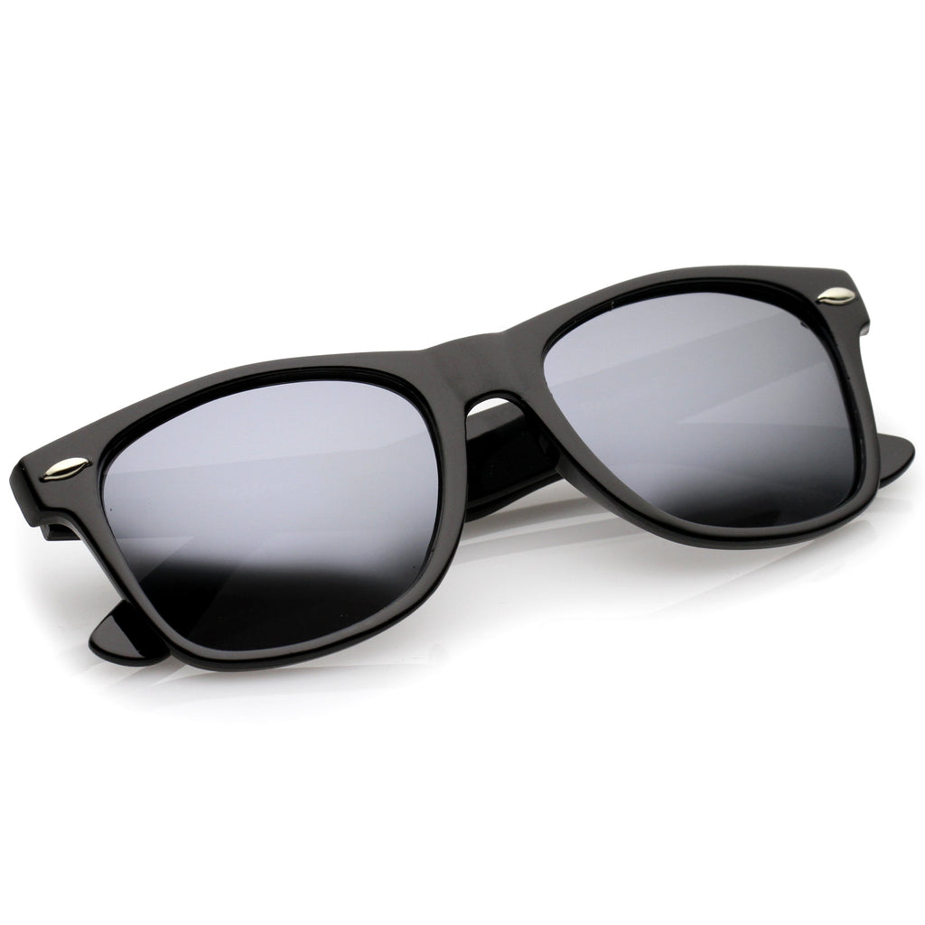Retro Lifestyle Polarized Mirrored Lens Square Horn Rimmed Sunglasses C101