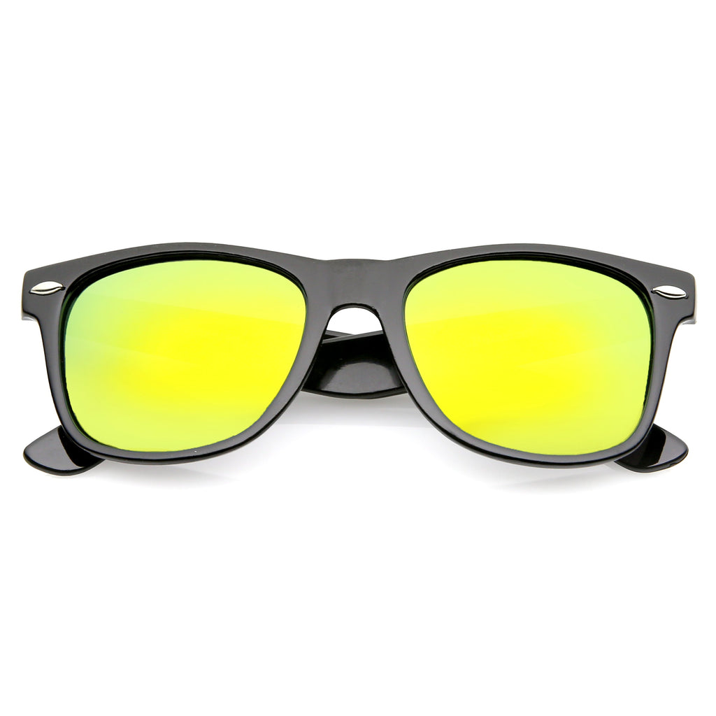 Retro Lifestyle Polarized Mirrored Lens Square Horn Rimmed Sunglasses C101
