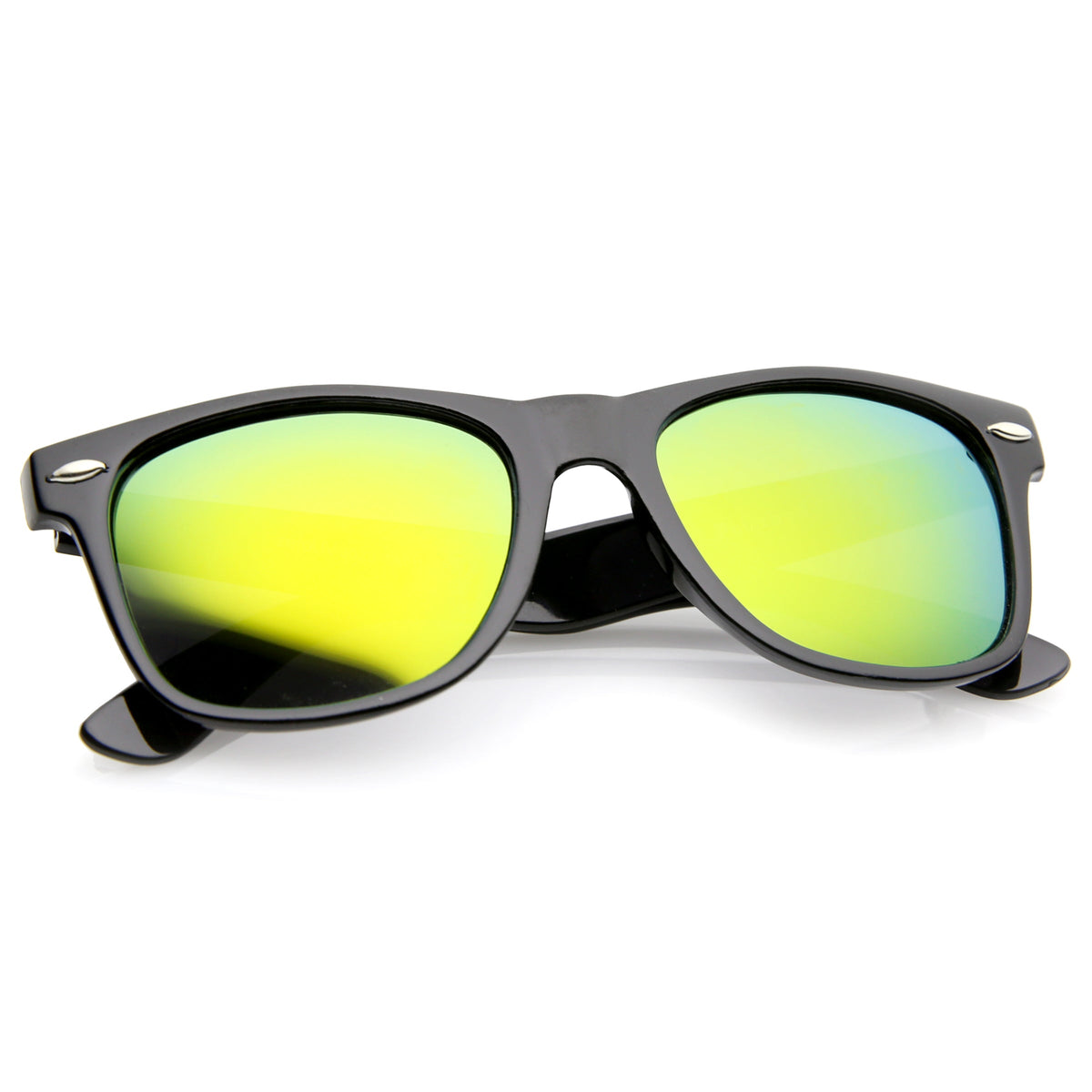 Retro Lifestyle Polarized Mirrored Lens Square Horn Rimmed Sunglasses C101