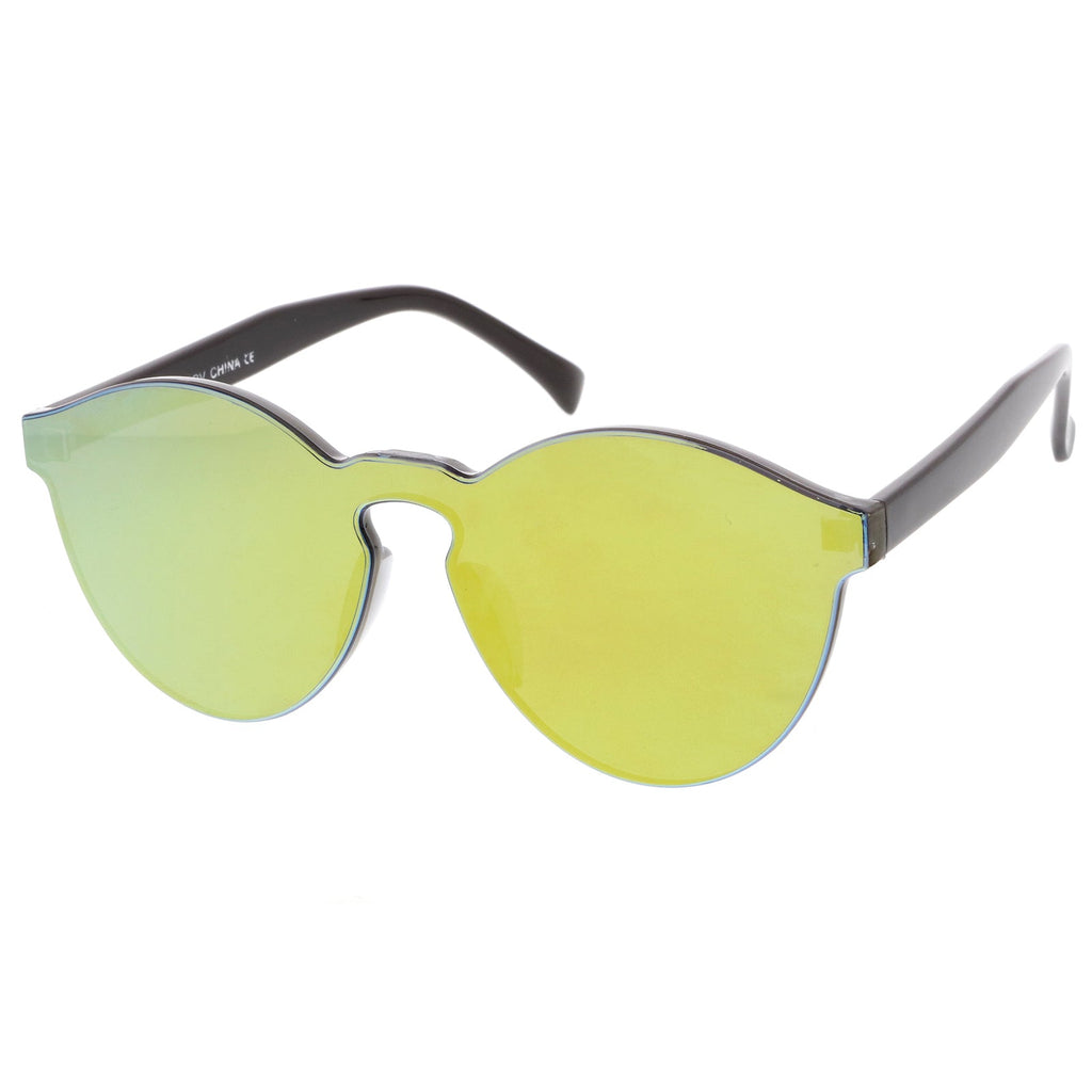 1980's Futuristic Monoblock Mirrored Flat Lens Sunglasses C123